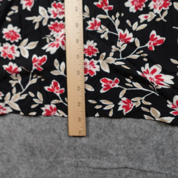 J Jill Dress Womens Large Black Floral Sleeveless Collared Midi Dress Pockets - Picture 6 of 10